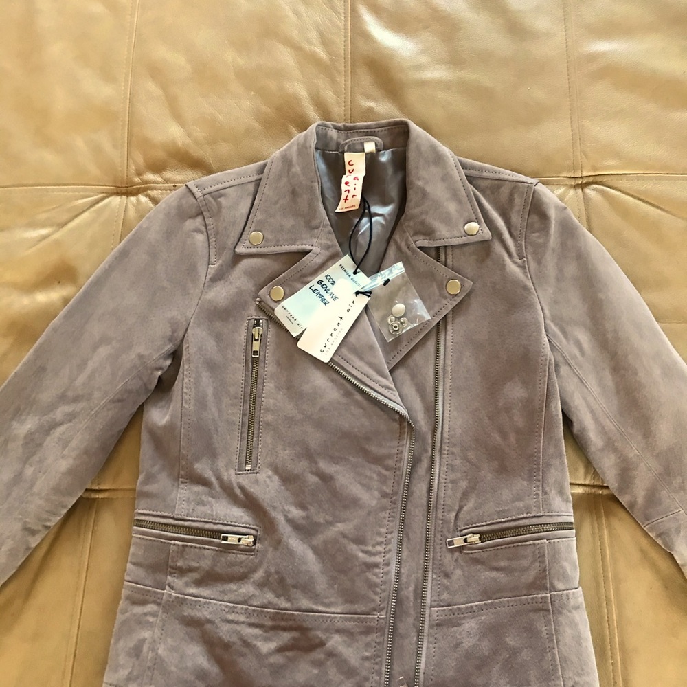Genuine suede leather moto jacket